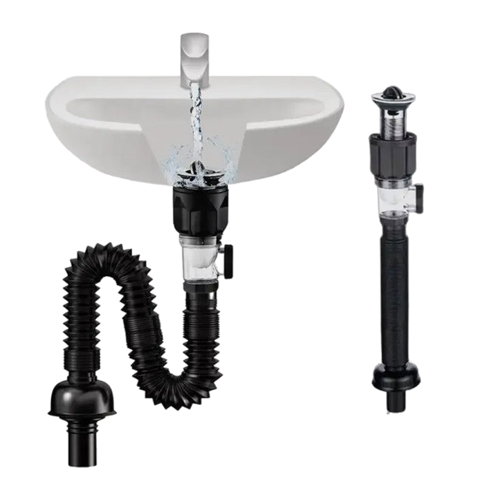 Enagua Mart Universal Sink Drain Pipe Set - Retractable Deodorant Sewer Drainage Hose