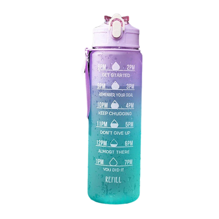 Enagua Mart 900ml Sports Water Bottle with Time Marker - Leak-Proof, BPA-Free, Motivational Portable Water Bottle for Outdoor Sport and Fitness