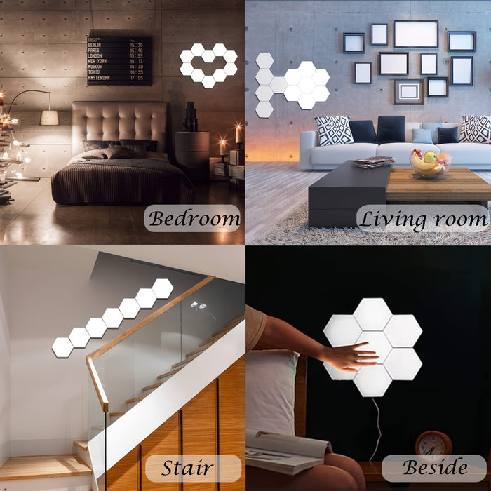 Enagua Mart 6PCS LED Honeycomb Wall Lamps - Smart Touch Sensor Hexagon Lights for DIY Decorative Lighting