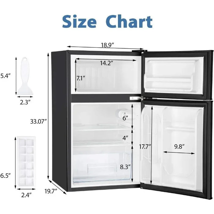 Enagua Mart Mini Fridge with Freezer - 3.2 Cu Ft, 2-Door Dorm Refrigerator for Bedroom, Apartment, Office Food Storage