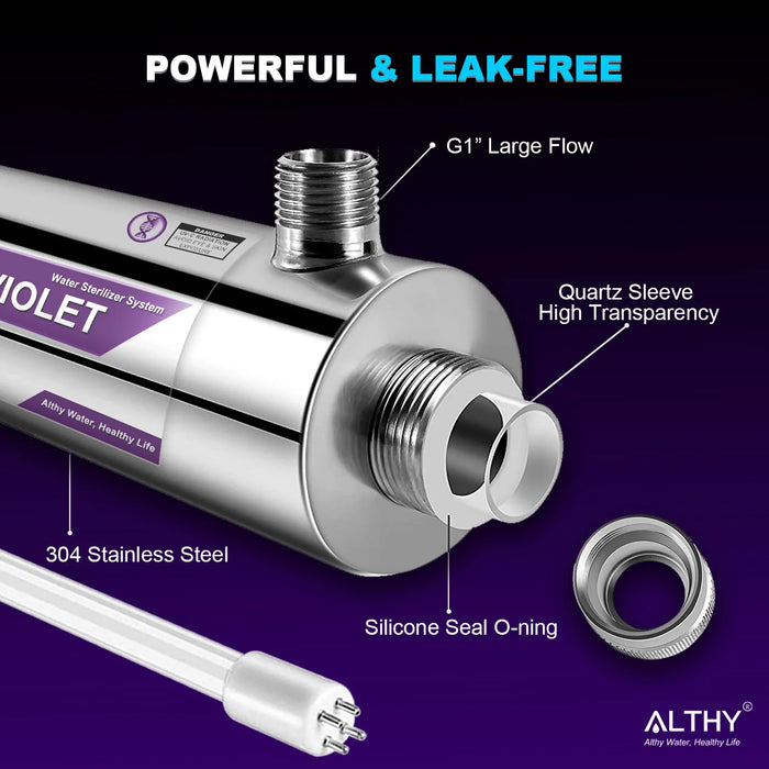 Enagua Mart Althy Whole House UV Ultraviolet Water Sterilizer System - 12GPM Smart Flow Control