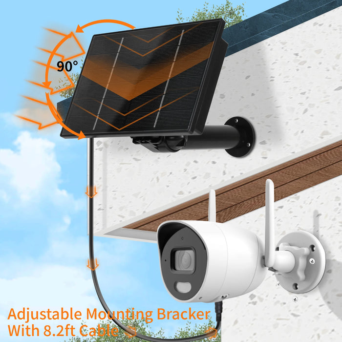 Enagua Mart 4W Solar Panel - Built-in 18650 Battery, Waterproof with 2m Cable, USB/Type-C/DC 5V/6V for Security WiFi Camera