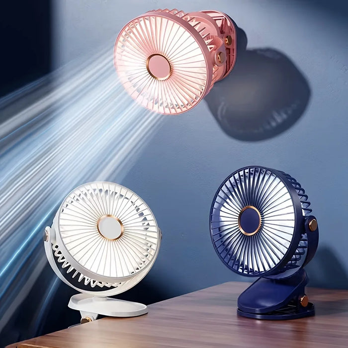 Enagua Mart Portable Silent 6-Inch Desktop Fan - 5-Speed Adjustable with Biomimetic Blades and Rechargeable Battery