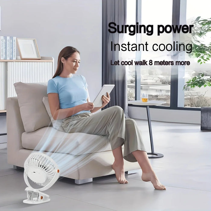 Enagua Mart Portable Silent 6-Inch Desktop Fan - 5-Speed Adjustable with Biomimetic Blades and Rechargeable Battery