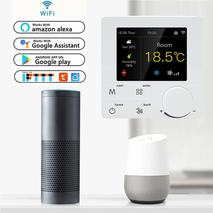 Enagua Mart Qiumi Smart WiFi Thermostat - Air Conditioning Temperature Controller with Color LCD Screen, Works with Alexa and Google Home