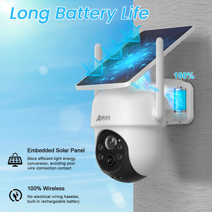 Enagua Mart Anran 2K 4MP Solar Wireless Security Camera System - Outdoor WiFi Camera with Rechargeable Battery