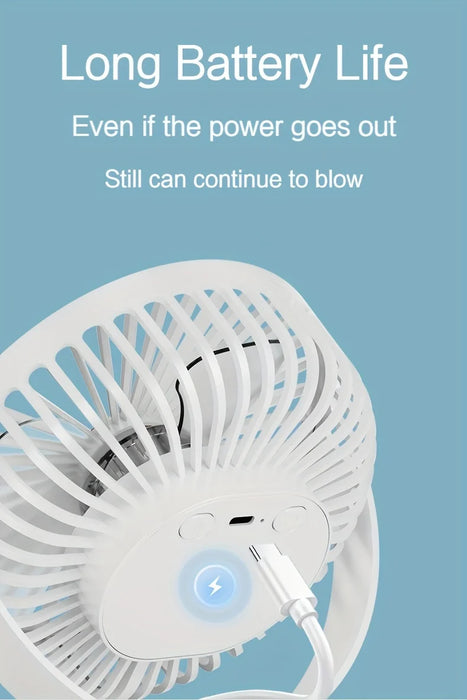 Enagua Mart Portable Silent 6-Inch Desktop Fan - 5-Speed Adjustable with Biomimetic Blades and Rechargeable Battery