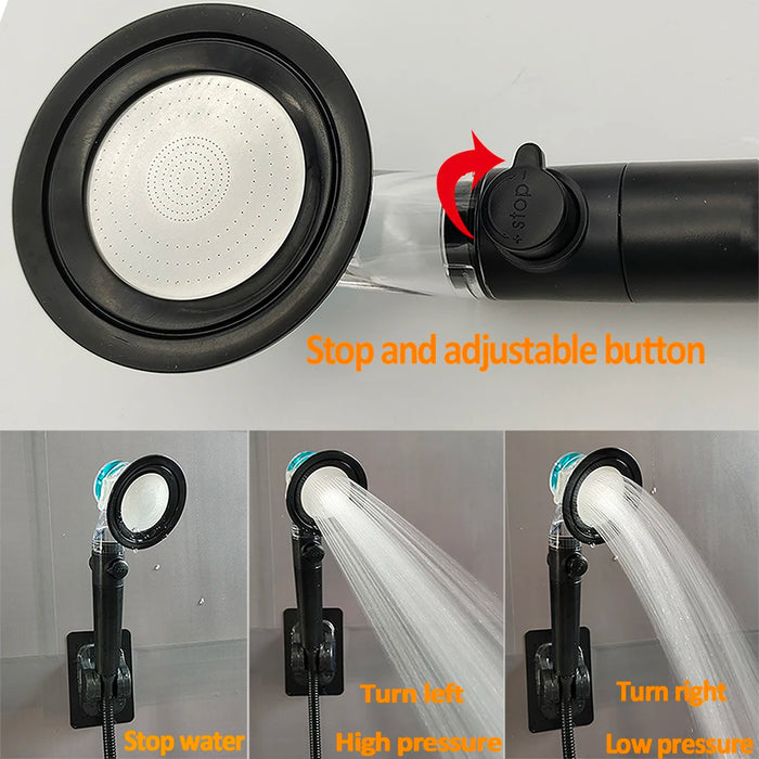 Enagua Mart Propeller High-Pressure Water-Saving Shower Head – Built-In Filter & Adjustable Button