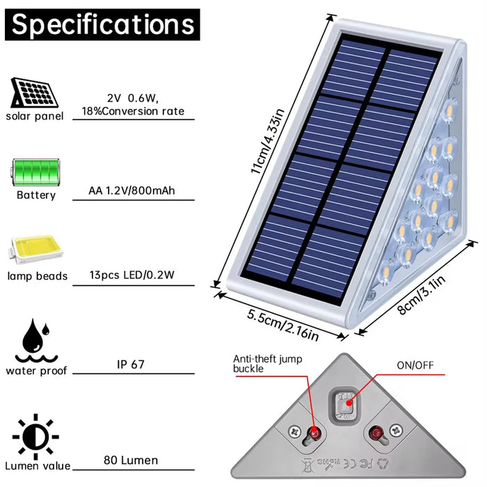 Enagua Mart Solar LED Step Lamp - Outdoor IP67 Waterproof Step Light for Garden, Deck, and Path Lighting