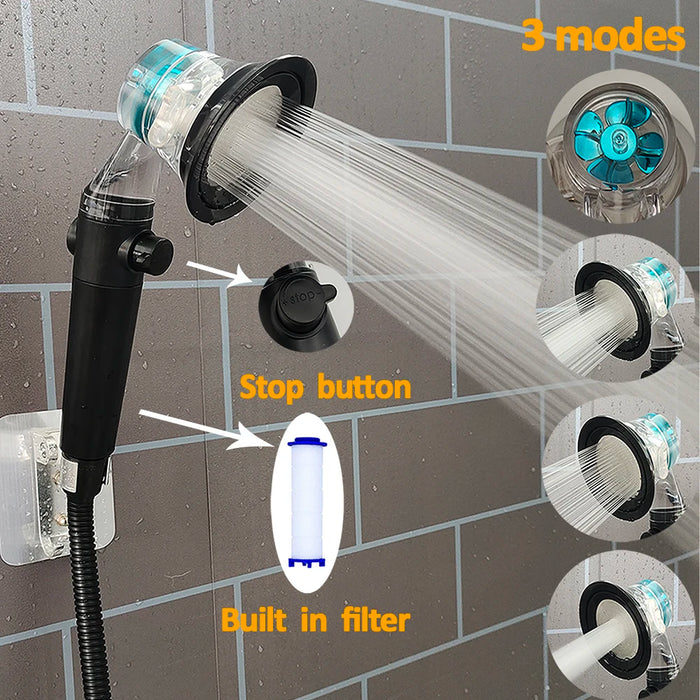 Enagua Mart Propeller High-Pressure Water-Saving Shower Head – Built-In Filter & Adjustable Button