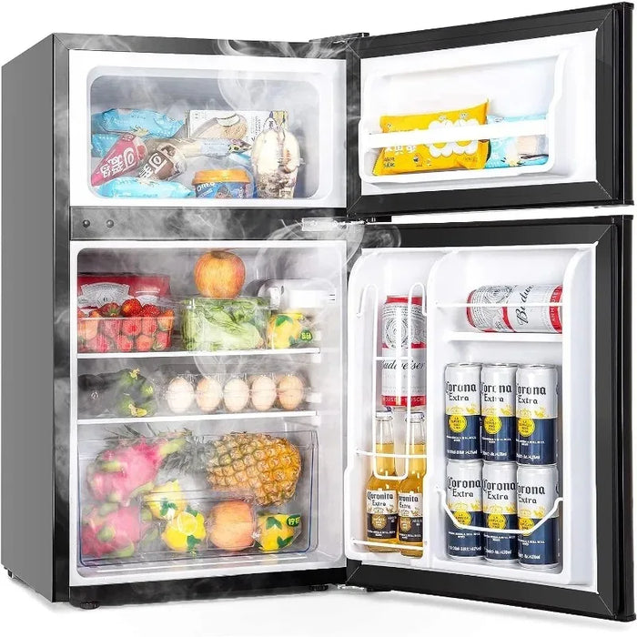 Enagua Mart Mini Fridge with Freezer - 3.2 Cu Ft, 2-Door Dorm Refrigerator for Bedroom, Apartment, Office Food Storage