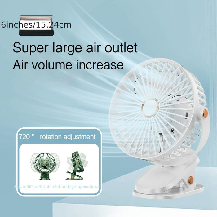 Enagua Mart Portable Silent 6-Inch Desktop Fan - 5-Speed Adjustable with Biomimetic Blades and Rechargeable Battery