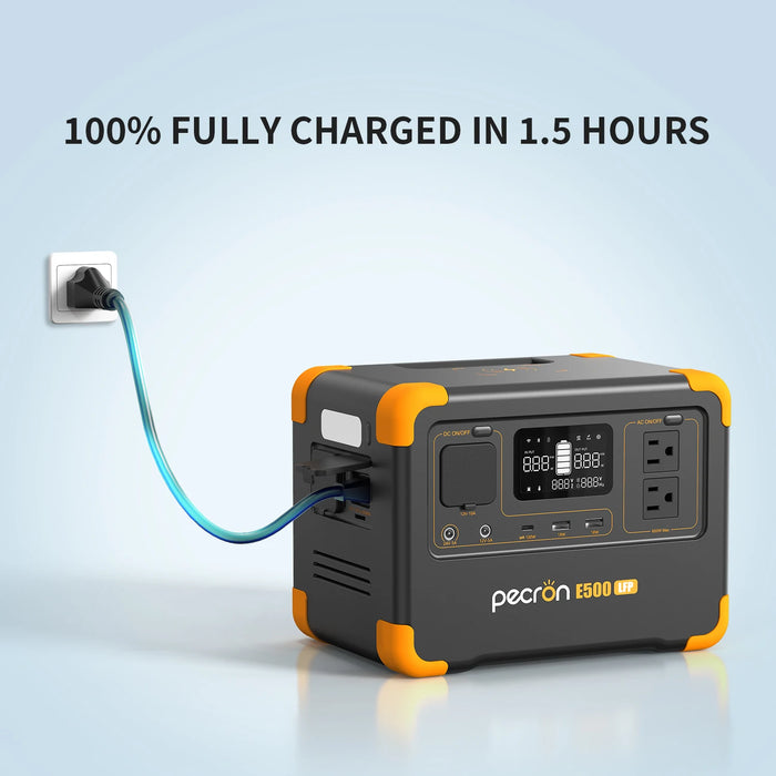 Enagua Mart Pecron E500LFP Portable Power Station - 576Wh LiFePO4 Battery with 2x600W AC Outlets