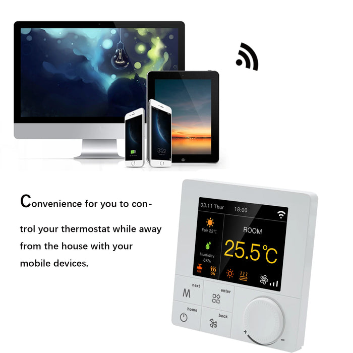 Enagua Mart Qiumi Smart WiFi Thermostat - Air Conditioning Temperature Controller with Color LCD Screen, Works with Alexa and Google Home