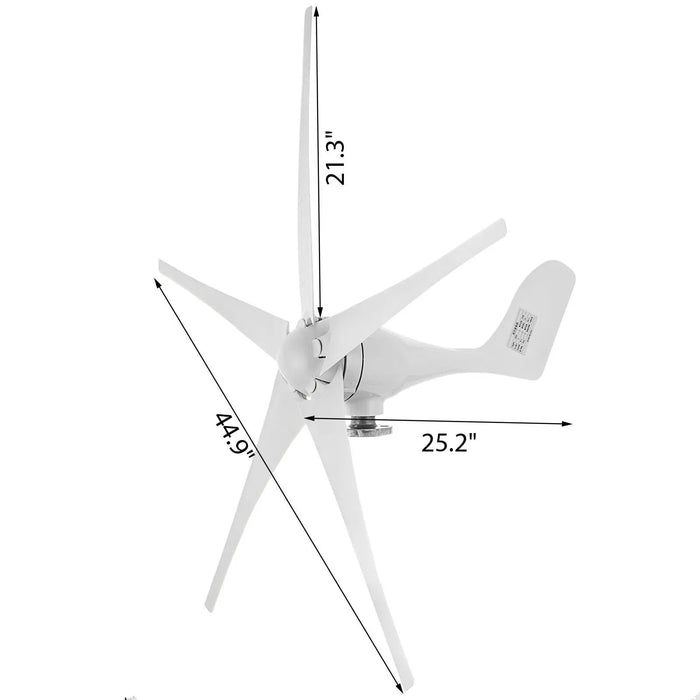 Enagua Mart Wind Turbine 1200W Hybrid Generator - 12V, 3/5 Blades, PWM Controller