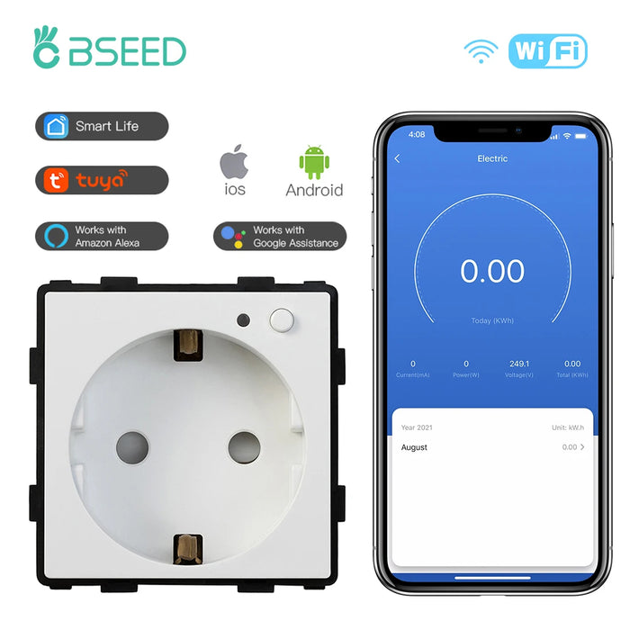 Enagua Mart BSEED EU Standard WiFi Smart Socket - Alexa Voice Control, Power Monitor, and Timing Function