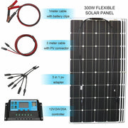 Enagua Mart 12V Flexible Solar Panel Kit - 100W/200W/300W Solar Panels with Controller for Boat, Car, RV, and Battery Charger - Enagua Mart