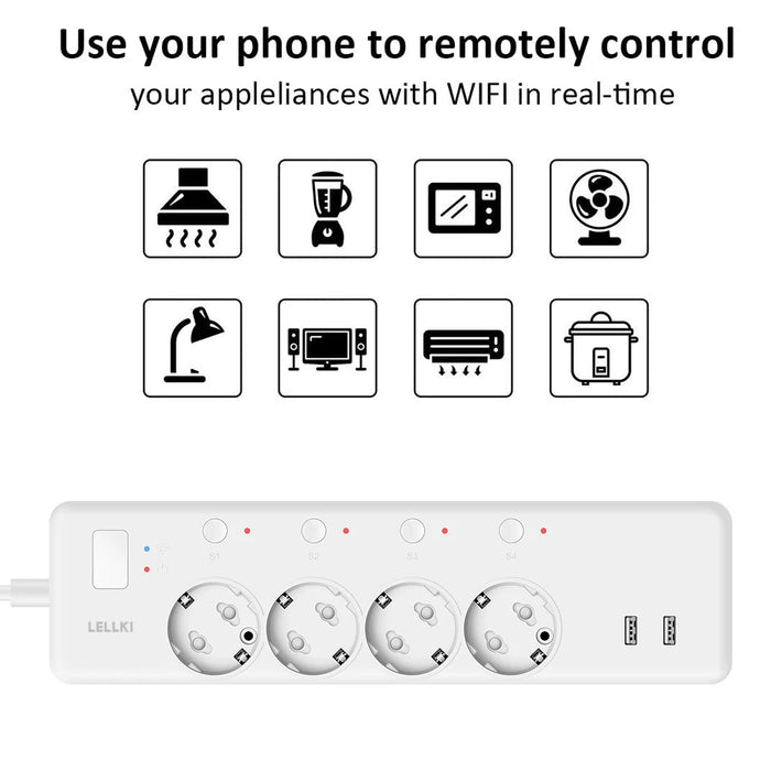 Enagua Mart Lellki ZigBee Power Strip - Energy Monitoring Smart USB Socket for Alexa Google Yandex