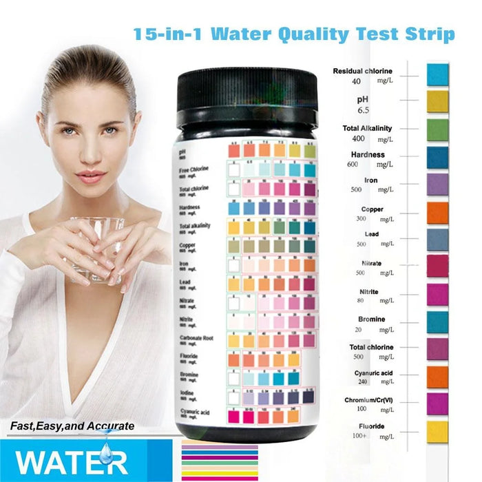 Enagua Mart 100 PCS Direct Drinking Water Test Strips – 15-in-1 Water Quality Testing Kit