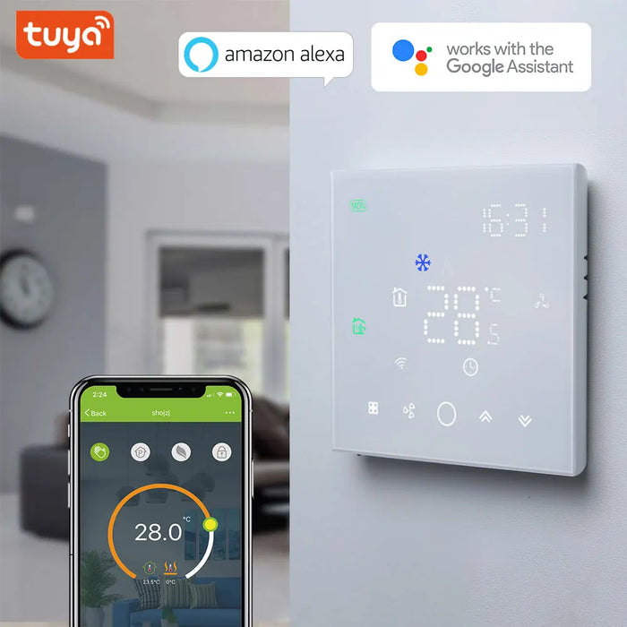 Enagua Mart Tuya Smart WiFi Thermostat - 24V Central Air Conditioner Temperature Controller with 3-Speed Fan Support for Honeywell Systems