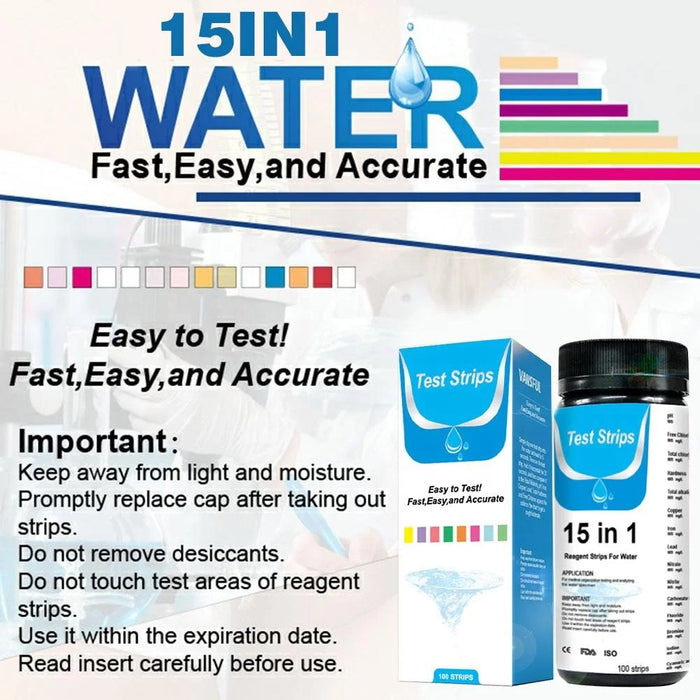 Enagua Mart 100 PCS Direct Drinking Water Test Strips – 15-in-1 Water Quality Testing Kit