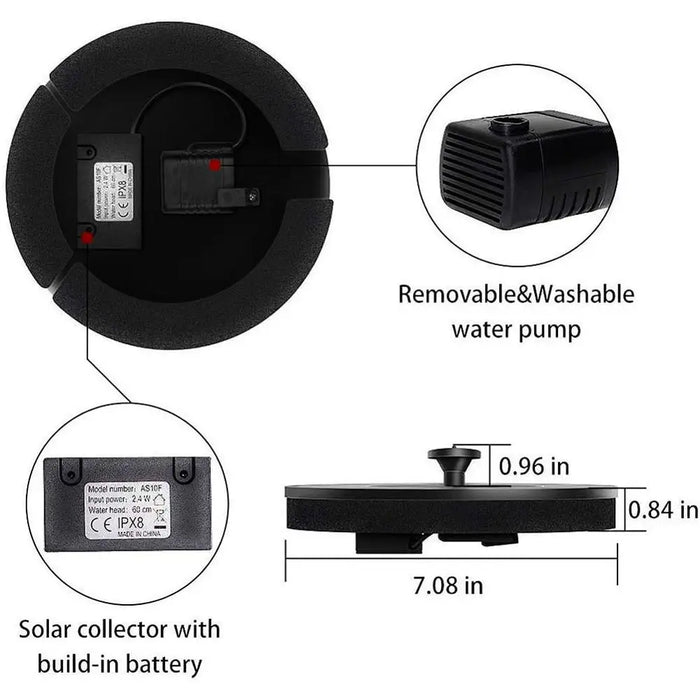 Enagua Mart Solar Floating Water Fountain - Bird Bath Fountain Pump for Garden and Patio