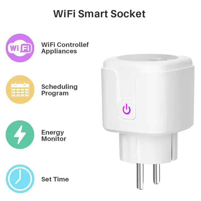 Enagua Mart EU Smart WiFi Energy Power Meter Plug - Wireless Power Monitoring Socket for Smart Home