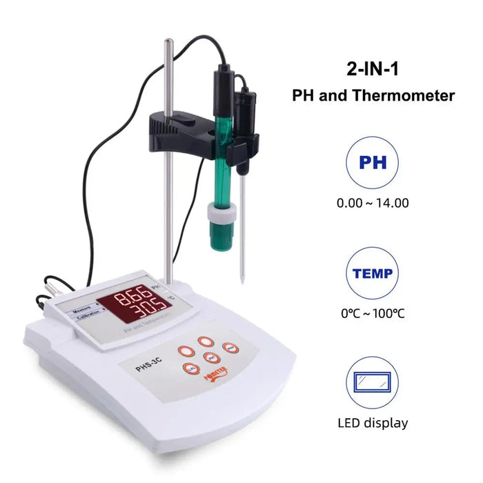 Enagua Mart PHS-3C Desktop Automatic Calibration Acidity Meter - Digital pH Tester with Thermometer