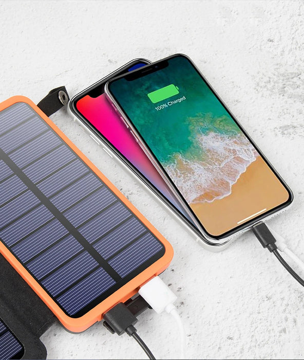 Enagua Mart Waterproof Solar Panel Power Bank - Outdoor with Camping Flashlight, 10000mAh External Battery