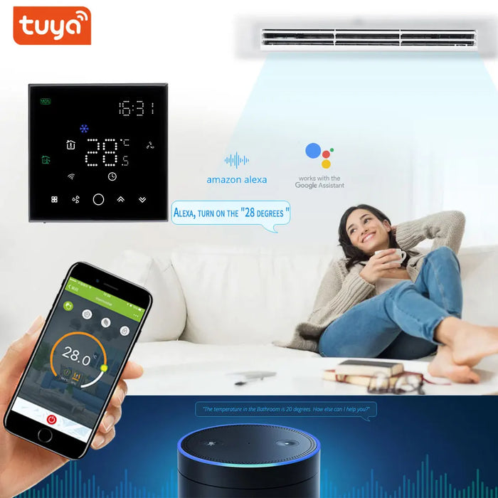 Enagua Mart Tuya Smart WiFi Thermostat - 24V Central Air Conditioner Temperature Controller with 3-Speed Fan Support for Honeywell Systems