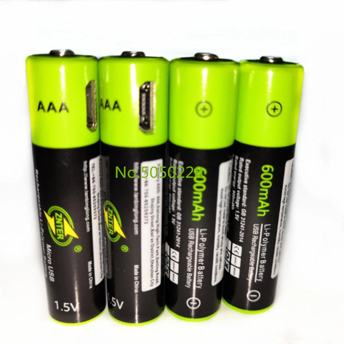 Enagua Mart AAA Rechargeable Battery - 600mAh USB Lithium-Polymer with Micro USB Cable