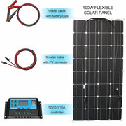 Enagua Mart 12V Flexible Solar Panel Kit - 100W/200W/300W Solar Panels with Controller for Boat, Car, RV, and Battery Charger - Enagua Mart