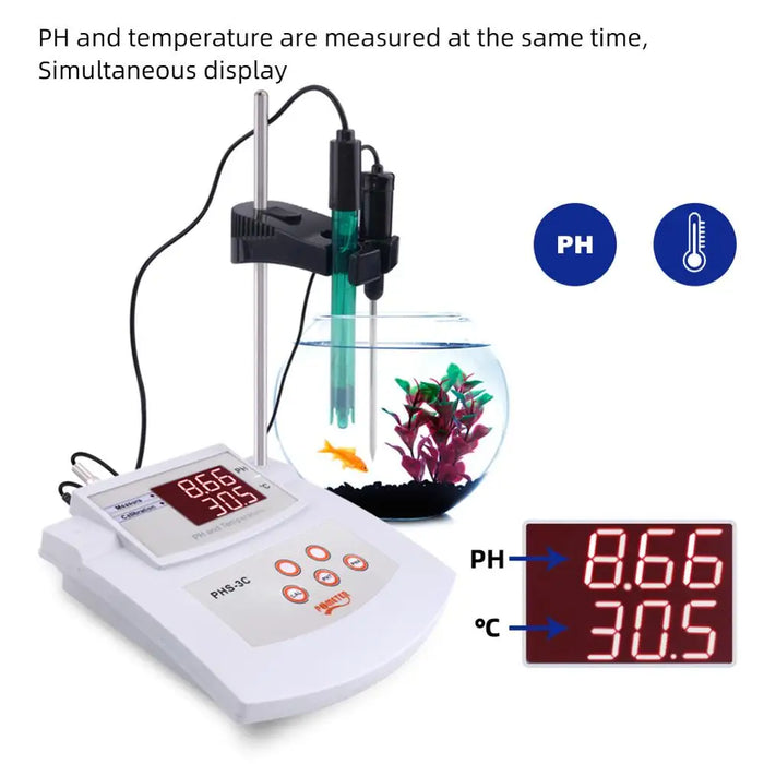 Enagua Mart PHS-3C Desktop Automatic Calibration Acidity Meter - Digital pH Tester with Thermometer