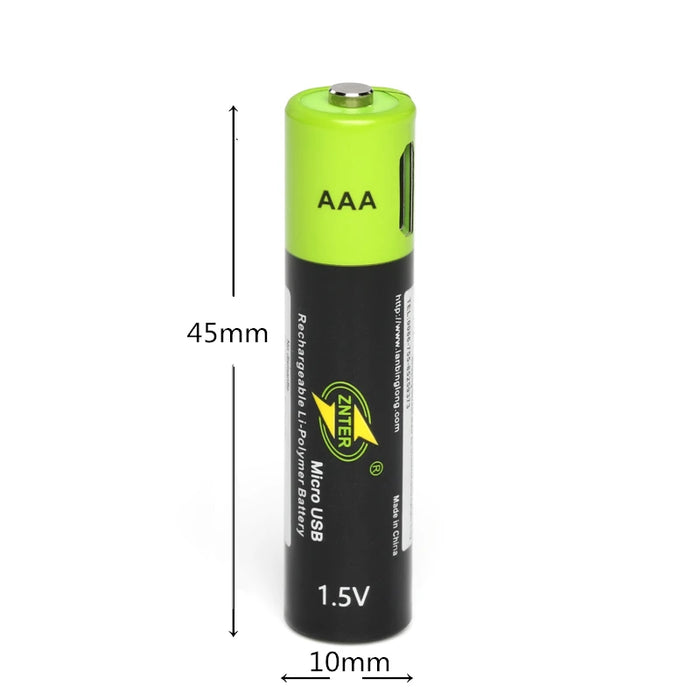 Enagua Mart AAA Rechargeable Battery - 600mAh USB Lithium-Polymer with Micro USB Cable