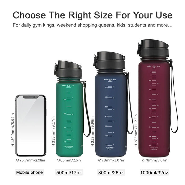 Enagua Mart Sports Water Bottle - Portable, Leakproof, Tritan Plastic