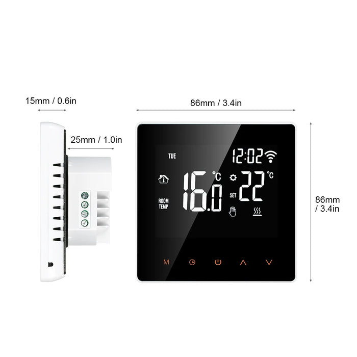 Enagua Mart Avatto Tuya Wi-Fi Smart Thermostat - Digital Temperature Controller for Electric Floor Heating and Boilers