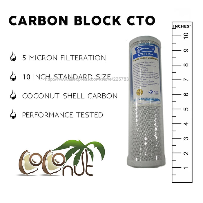 Enagua Mart 5 Micron PPF GAC CTO RO T33 USA GE 100GPD RO Water Filter - Carbon Filter for 5-Stage Reverse Osmosis Purifier