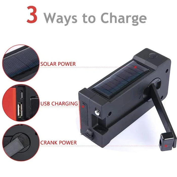 Enagua Mart High-Quality Outdoor Hand Crank Dynamo Phone Charger Generator - 2000mAh Solar Power Radio Flashlight SOS Alarm