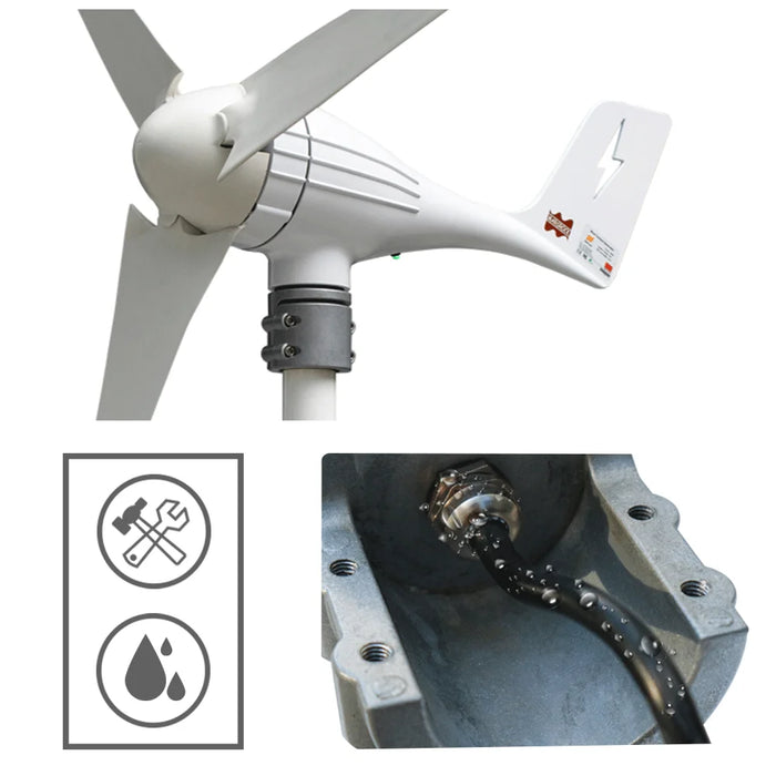 Enagua Mart 12V/24V AC 600W Wind Turbine Generator Kit - Home Micro Windmill with Hybrid Wind Solar Charge Controller