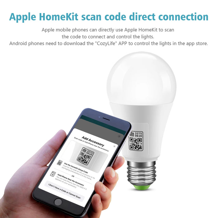 Enagua Mart HomeKit WiFi Smart LED Light Bulb - 9W E27 LED Lamp with Siri, Alexa, and Google Home Voice Control