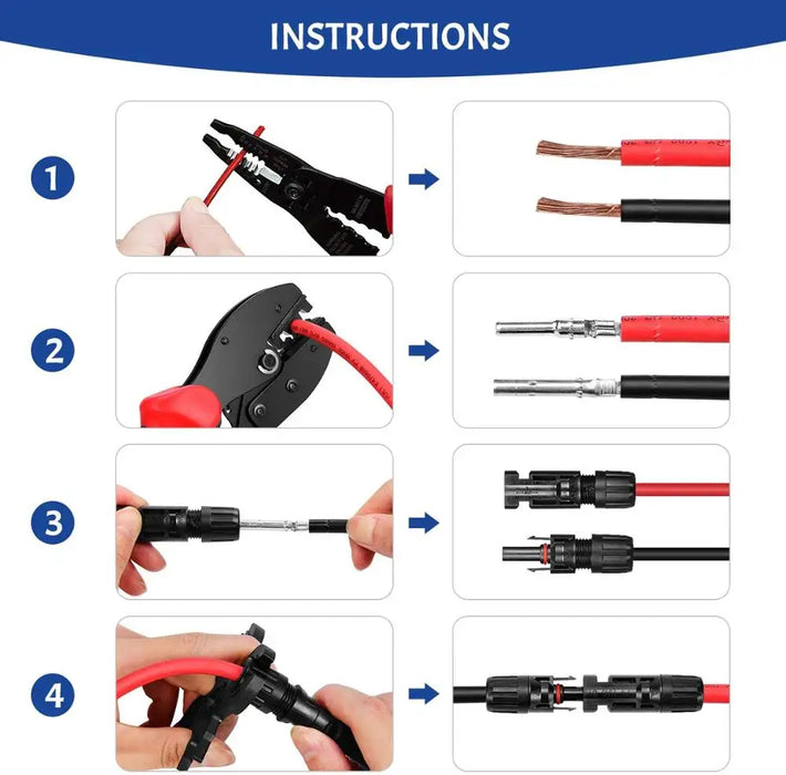 Enagua Mart Solar Crimping Tool Kit - 2.5/6.0mm AWG26-10 PV Cable Connectors