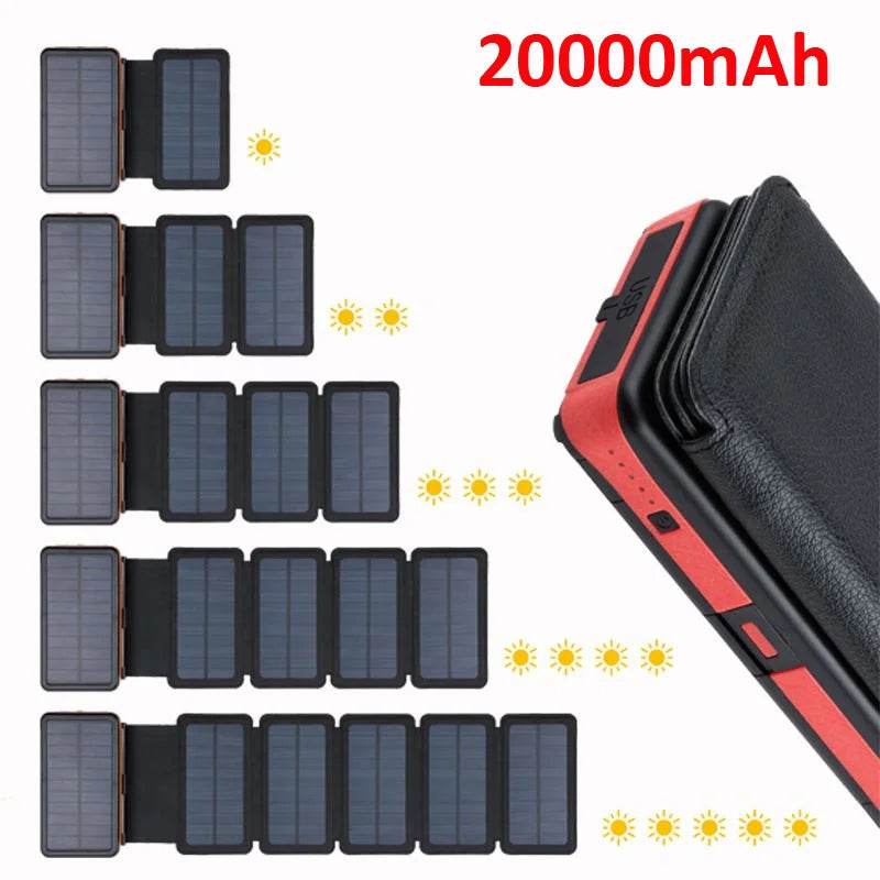 Enagua Mart Portable 20000mAh Solar Power Bank - Folding Solar Charger for Mobile Phones - Enagua Mart