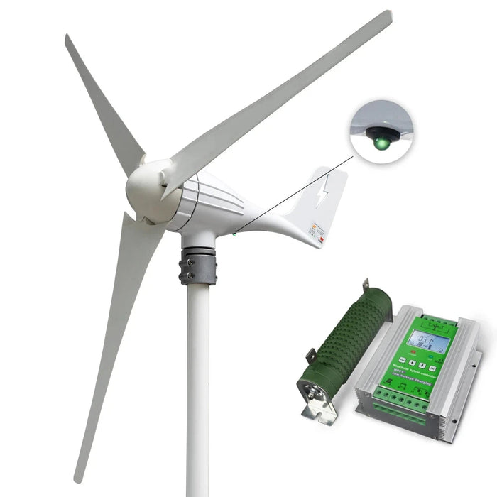 Enagua Mart 12V/24V AC 600W Wind Turbine Generator Kit - Home Micro Windmill with Hybrid Wind Solar Charge Controller