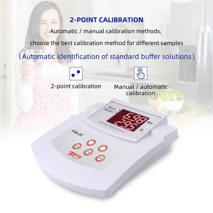 Enagua Mart PHS-3C Desktop Automatic Calibration Acidity Meter - Digital pH Tester with Thermometer