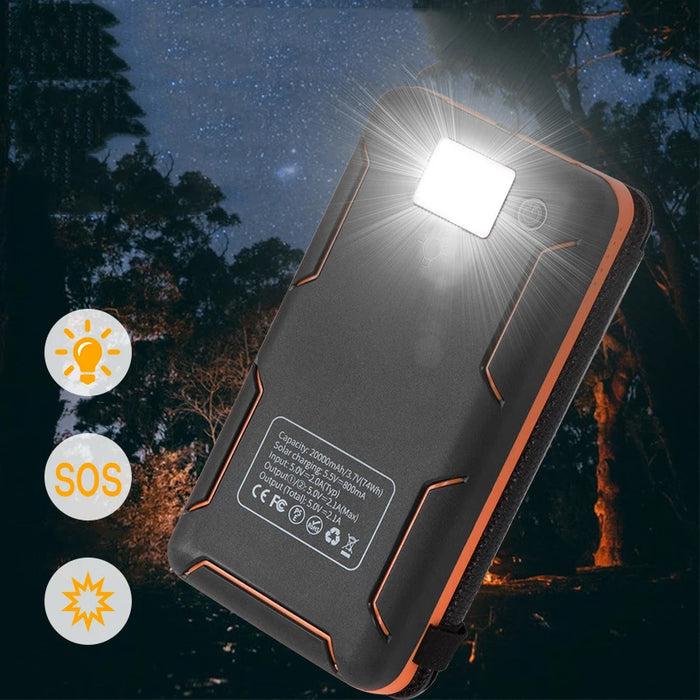 Enagua Mart Waterproof Solar Panel Power Bank - Outdoor with Camping Flashlight, 10000mAh External Battery