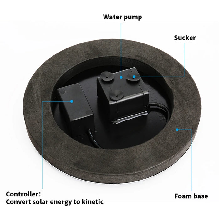 Enagua Mart Floating Solar Water Fountain - 13-16CM Solar-Powered Pump for Bird Baths and Garden Decor