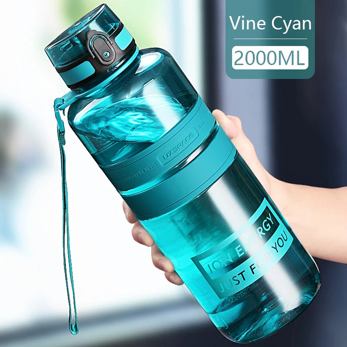 Enagua Mart Large-Capacity Fitness Sports Water Bottle - Eco-Friendly BPA-Free Plastic Leakproof Shaker for Gym and Outdoor Use (1L, 1.5L, 2L)