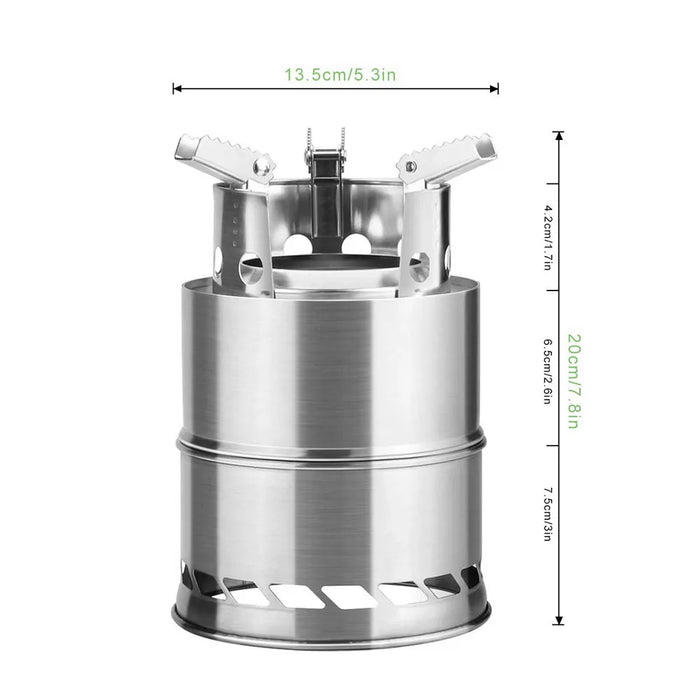 Enagua Mart Portable Outdoor Camping Stove - Lightweight Wood Burning Mini Stainless Steel BBQ Cooker