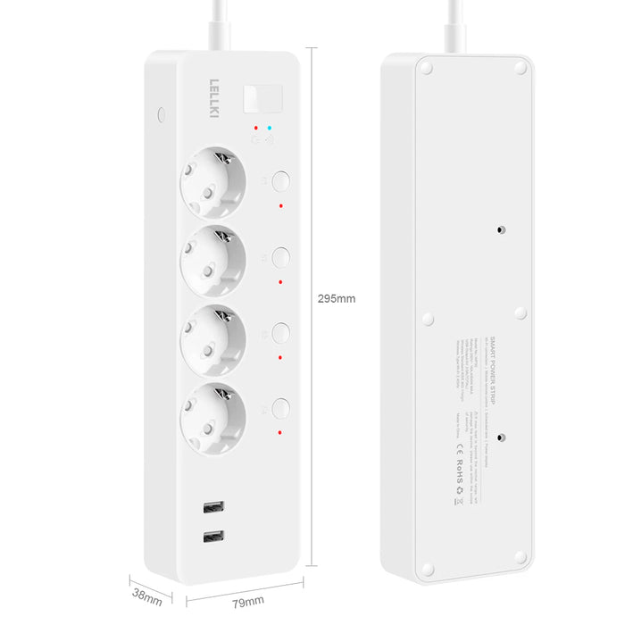 Enagua Mart Lellki ZigBee Power Strip - Energy Monitoring Smart USB Socket for Alexa Google Yandex