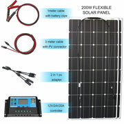 Enagua Mart 12V Flexible Solar Panel Kit - 100W/200W/300W Solar Panels with Controller for Boat, Car, RV, and Battery Charger - Enagua Mart